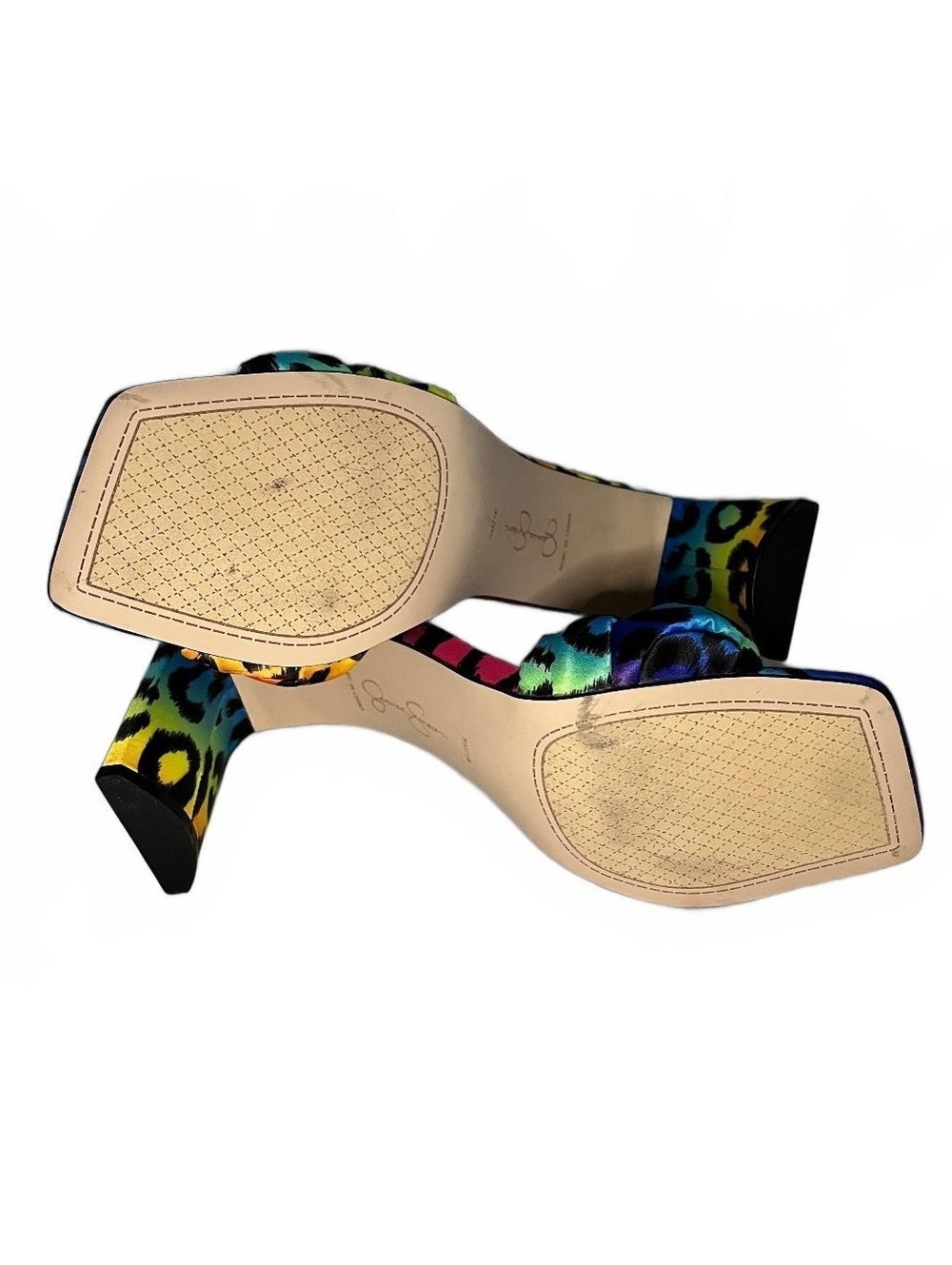 Jessica Simpson Rainbow Leopard Knot Mule Heels Size 9 - Picture 4 of 5